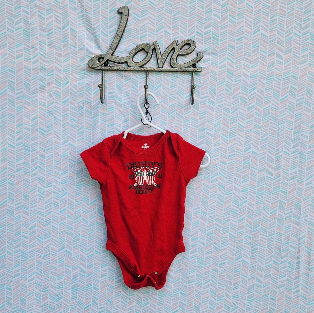 Old Navy Vibrant Red Baby Onesie Patriotic Independence One Piece 3-6 Months